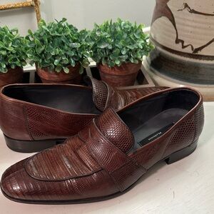 Excellent Mezlan Platinum Lizard Loafers 10B